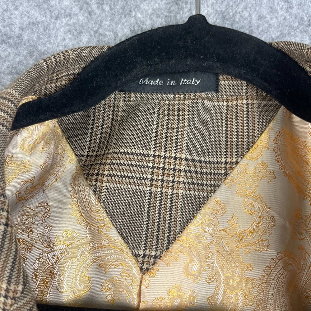 Ranieri Nomo Blazer Mens 50L Tan Wool Windowpane Plaid Classic Super 150s Italy
